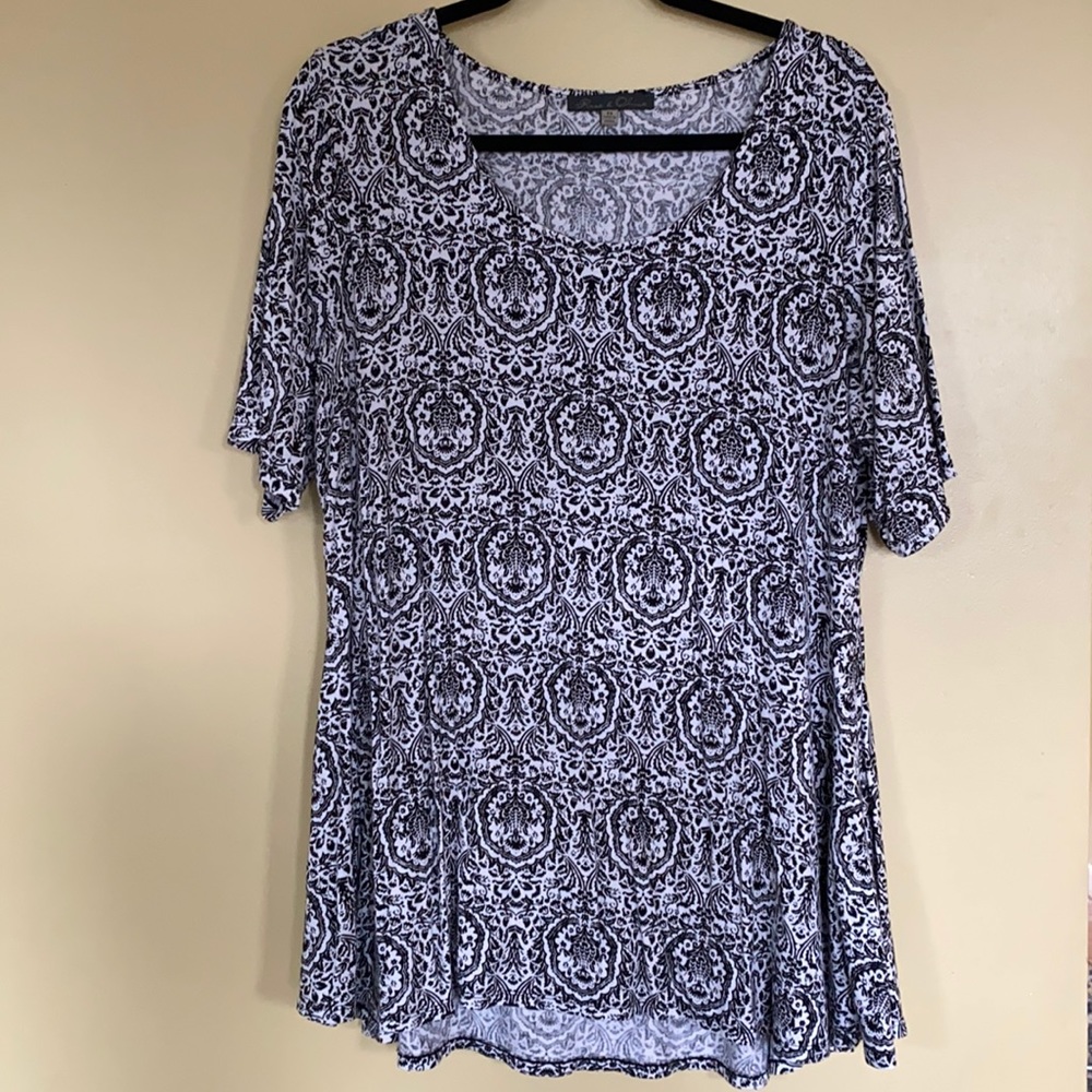 Rose and Olive Damask Blouse 2X